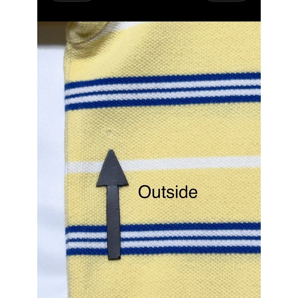 Polo Ralph Lauren Mens S Yellow Blue Striped Cotton Mesh Polo Shirt
